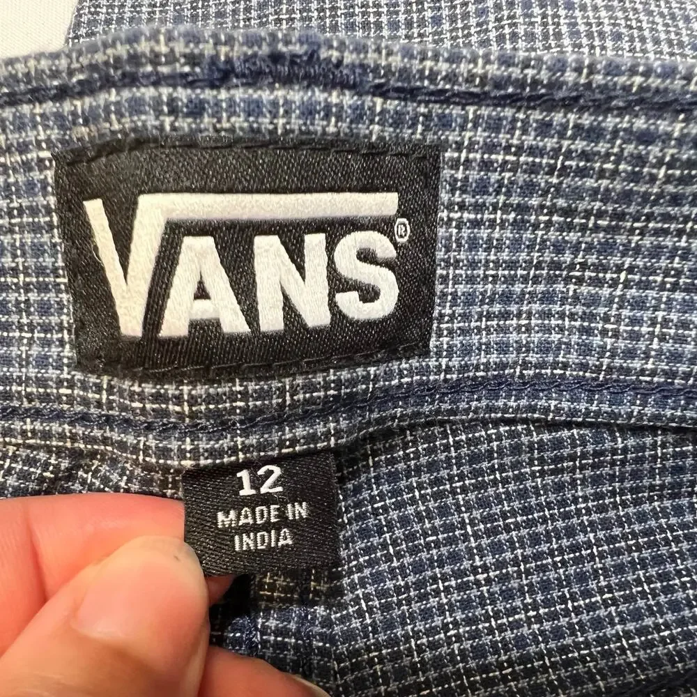 Vans Shorts Lot 2 Boys Kids Size 12 Black Grey Plaid Casual Skateboarding New